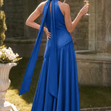Ondina | Vestido de dama de honor cetim de acetato evasê pregas