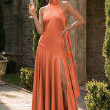 Ondina | Vestido de dama de honor cetim de acetato evasê pregas