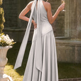 Ondina | Vestido de dama de honor cetim de acetato evasê pregas