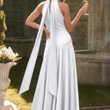 Ondina | Vestido de dama de honor cetim de acetato evasê pregas