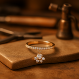 Bague vintage patte de chat et pierre cœur – Ton or et argent