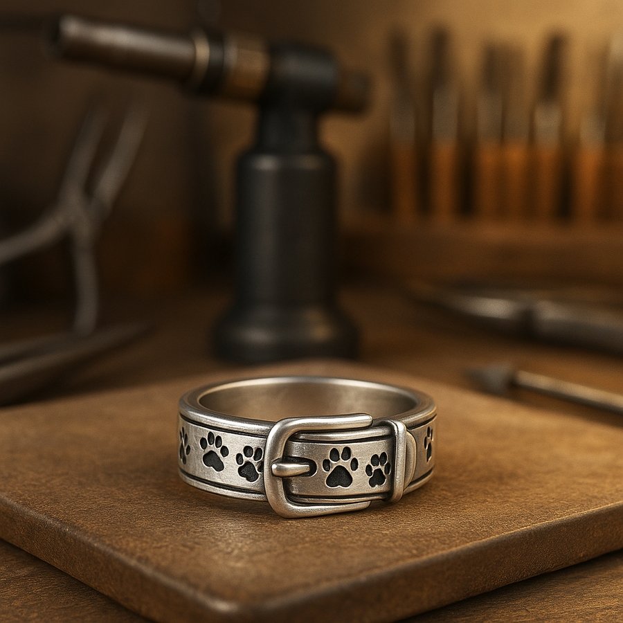 Bague inspirée des colliers pour chiens : mignonne et élégante