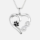 Collier patte et cœur avec breloque infini