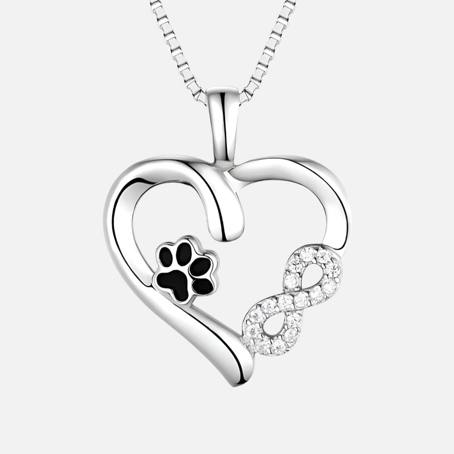 Collier patte et cœur avec breloque infini