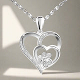 Collier patte et cœur en argent sterling avec oxydes de zirconium