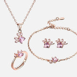 Conjunto Patinha Ouro Rosa — 4 Peças com Coração em Zircónia