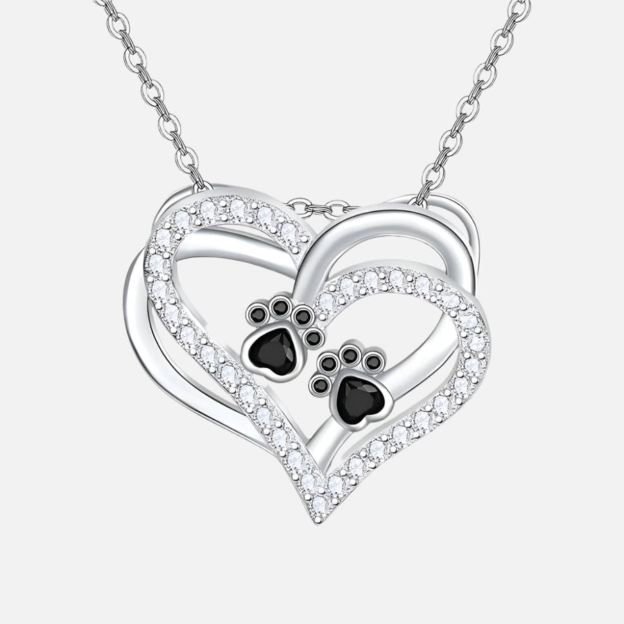 Collier cœur patte de chien avec zircone