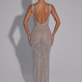 Romana | Vestido comprido tubinho com brilhantes com strass