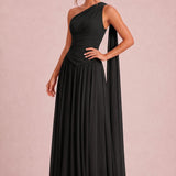Rosana Preto | Vestido de dama de honor evasê em chiffon com detalhe drapeado