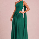 Rosana Esmeralda | Vestido de dama de honor evasê em chiffon com detalhe drapeado
