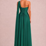 Rosana Esmeralda | Vestido de dama de honor evasê em chiffon com detalhe drapeado