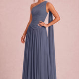 Rosana Tempestade | Vestido de dama de honor evasê em chiffon com detalhe drapeado