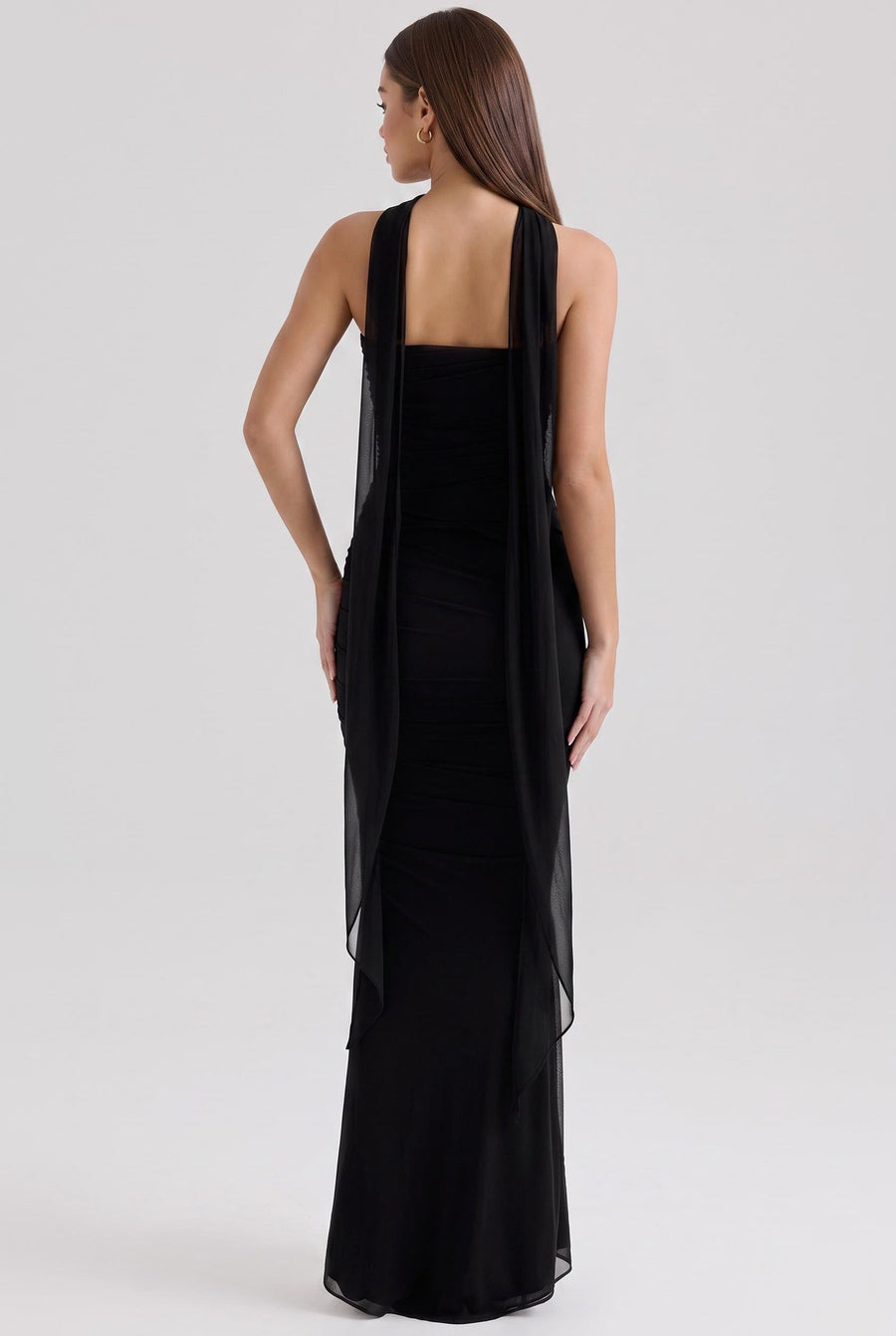 Rosaura Preto | Vestido de dama de honor rede elástica tubinho com detalhe drapeado