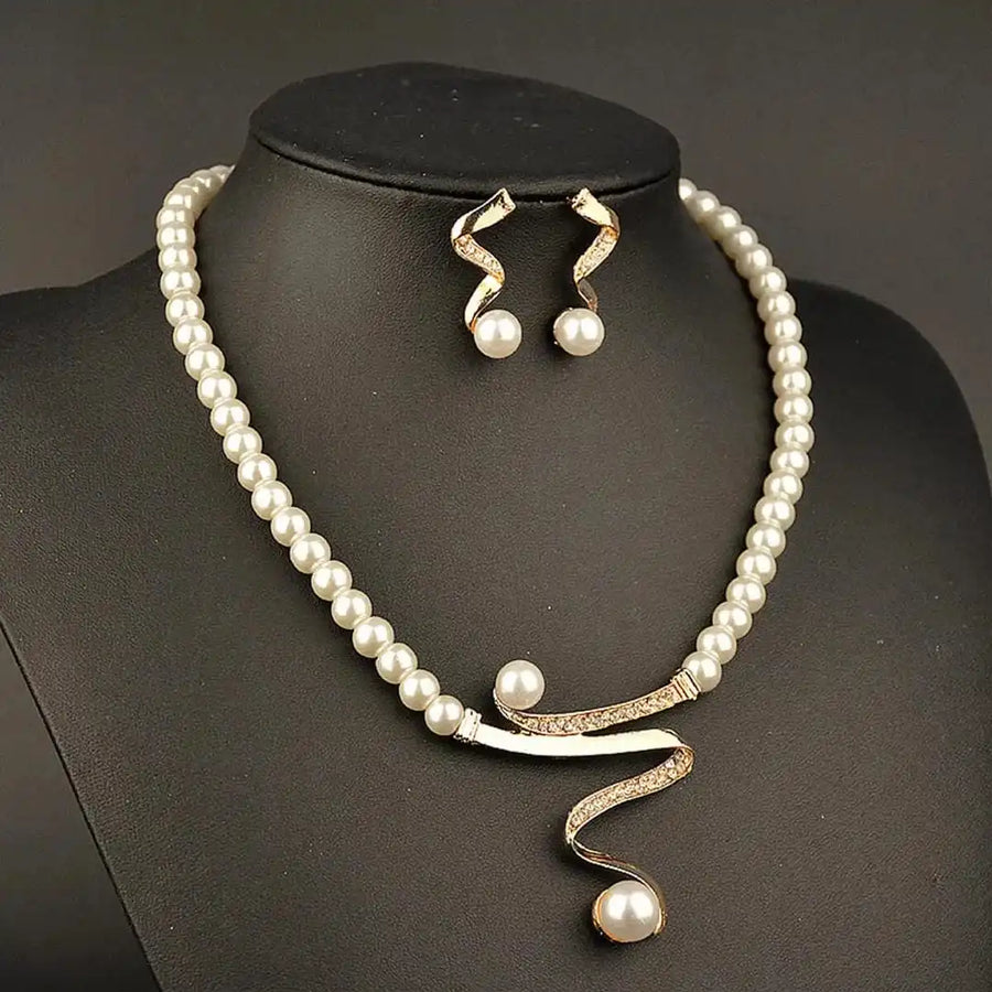 Conjunto Colar Serpente com Pérolas