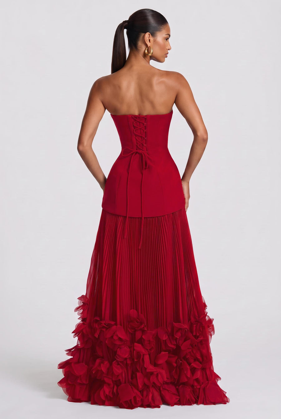 Salomé Bordeaux | Vestido comprido evasê em chiffon com estampado floral