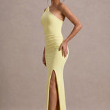 Susana | Vestido comprido justo em jersey com franzidos