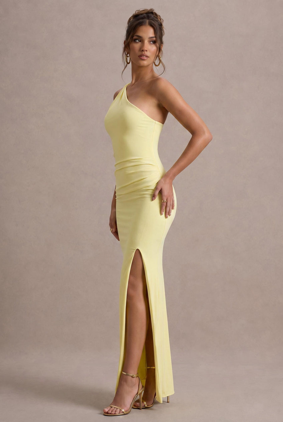 Susana | Vestido comprido justo em jersey com franzidos