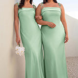 Serafina | Vestido comprido tubinho em cetim mate com alças finas