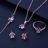 Conjunto Patinha Ouro Rosa — 4 Peças com Coração em Zircónia