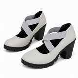 📢📢50%Rabatt!!!🎉✨Mary-Jane-Schuhe für Damen mit runder Spitze, überkreuzten Riemen, Blockabsatz, Plateau und Cut-Out-Ausschnitten, hochhackig