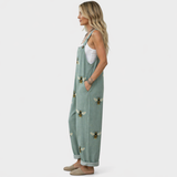 Susana - Calças Jardineira Estampadas Confortáveis