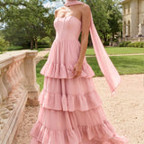 Sónia | Vestido de dama de honor chiffon evasê fita