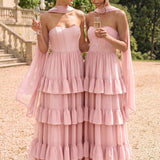 Sónia | Vestido de dama de honor chiffon evasê fita