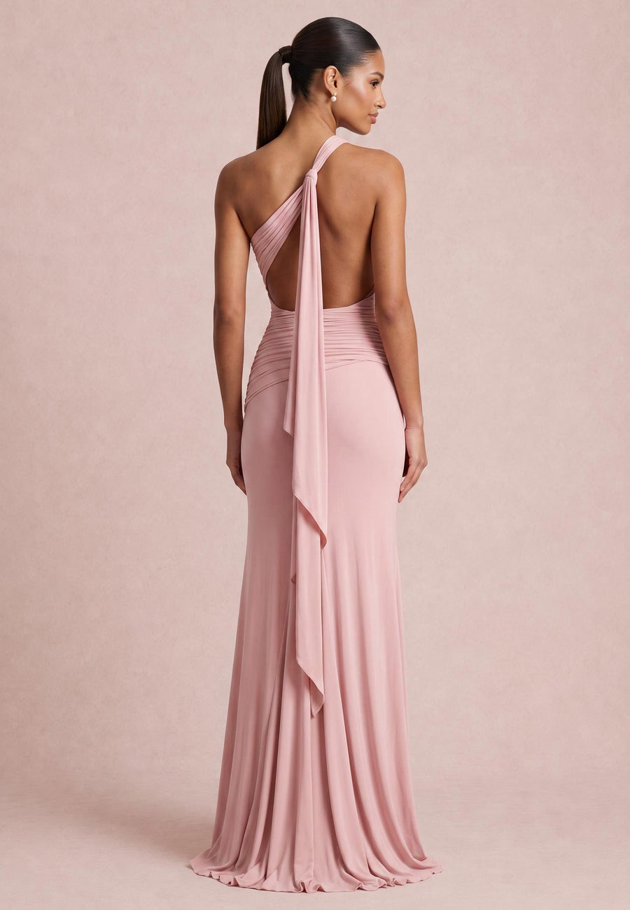 Telma | Vestido de dama de honor tubinho em jersey com detalhe drapeado