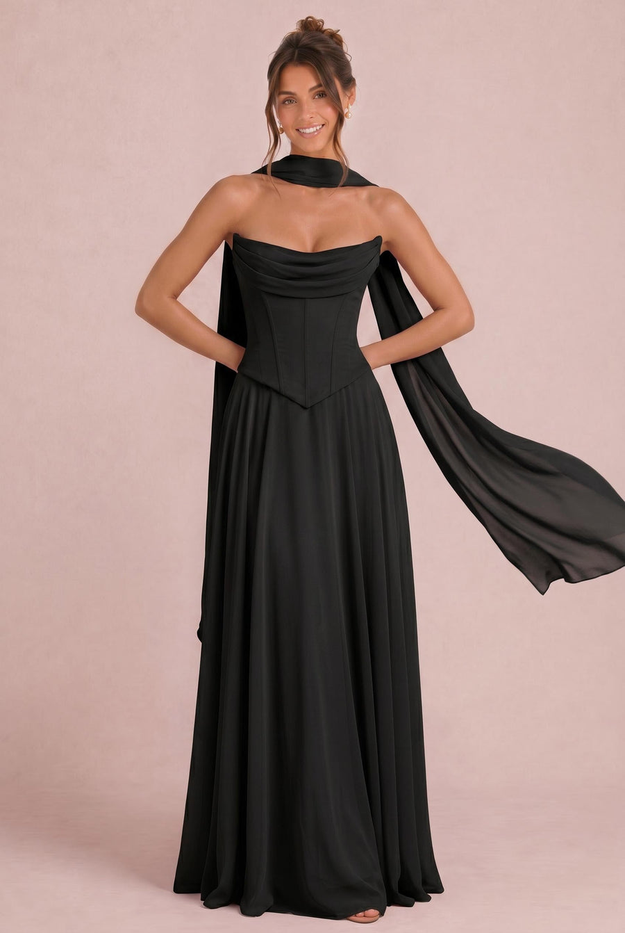 Tatiana Preto | Vestido de dama de honor de duas peças em chiffon com corset e detalhe drapeado