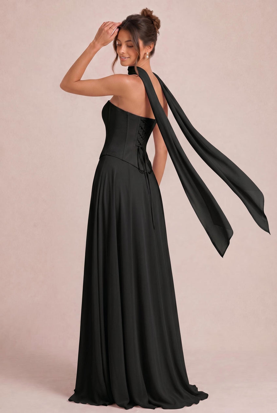 Tatiana Preto | Vestido de dama de honor de duas peças em chiffon com corset e detalhe drapeado