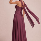 Tatiana Cabernet | Vestido de dama de honor de duas peças em chiffon com corset e detalhe drapeado
