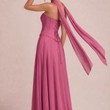 Tatiana Rosa Canela | Vestido de dama de honor de duas peças em chiffon com corset e detalhe drapeado