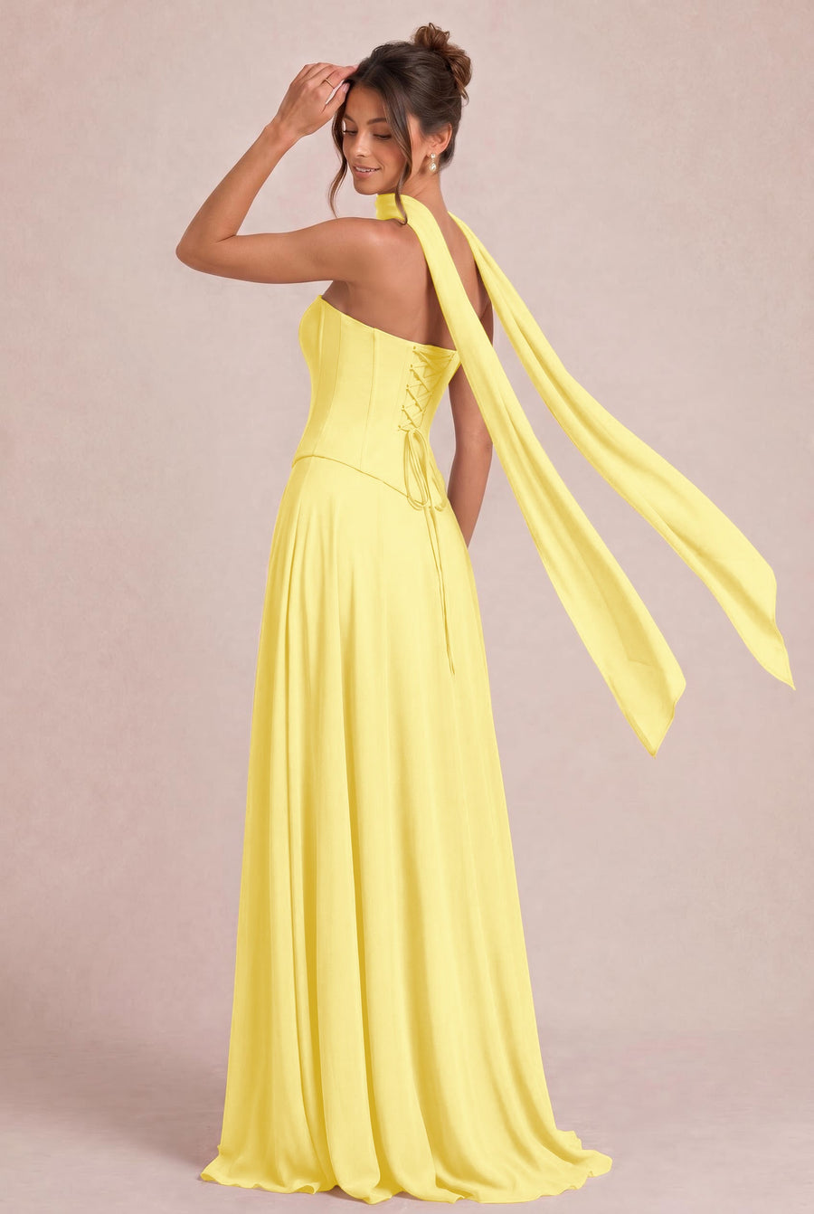 Tatiana Narciso | Vestido de dama de honor de duas peças em chiffon com corset e detalhe drapeado