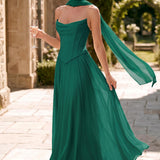Tatiana Esmeralda | Vestido de dama de honor de duas peças em chiffon com corset e detalhe drapeado