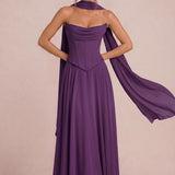 Tatiana Violeta | Vestido de dama de honor de duas peças em chiffon com corset e detalhe drapeado