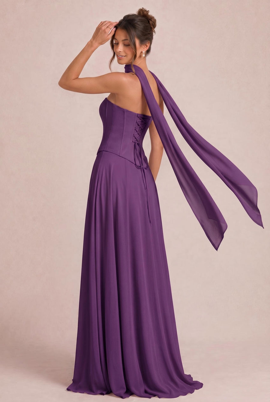 Tatiana Violeta | Vestido de dama de honor de duas peças em chiffon com corset e detalhe drapeado