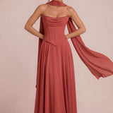 Tatiana Ferrugem | Vestido de dama de honor de duas peças em chiffon com corset e detalhe drapeado