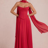 Tatiana Escarlate | Vestido de dama de honor de duas peças em chiffon com corset e detalhe drapeado