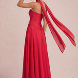 Tatiana Escarlate | Vestido de dama de honor de duas peças em chiffon com corset e detalhe drapeado
