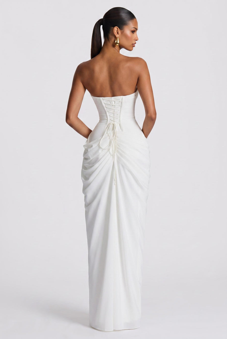 Tomásia | Vestido comprido tubinho em chiffon franzido