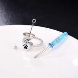 Bague Urne Patte et Cœur – Bijou Funéraire pour Animal de Compagnie
