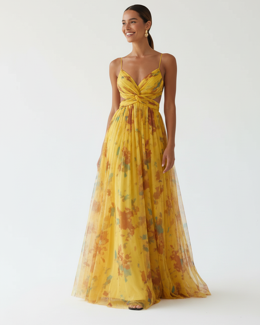 Vestido Amarelo Pose Certa