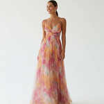 Vestido laranja rosa