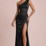 Viviana | Vestido de dama de honor tubinho franzido em cetim mate
