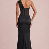 Viviana | Vestido de dama de honor tubinho franzido em cetim mate