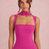 Violeta | Vestido de dama de honor evasê em chiffon plissado