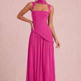 Violeta | Vestido de dama de honor evasê em chiffon plissado