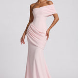 Vanda | Vestido sereia em crepe franzido com cauda