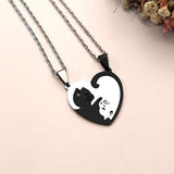 Collier amour chat noir et blanc Ying et Yang