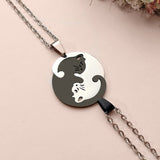 Collier Ying Yang chat en acier inoxydable